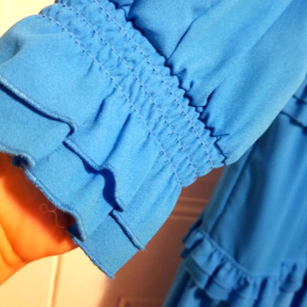 ME+EM Statement Frill Swing Dress Signal Blue. Size: UK 14 = US 12. - Picture 6 of 12